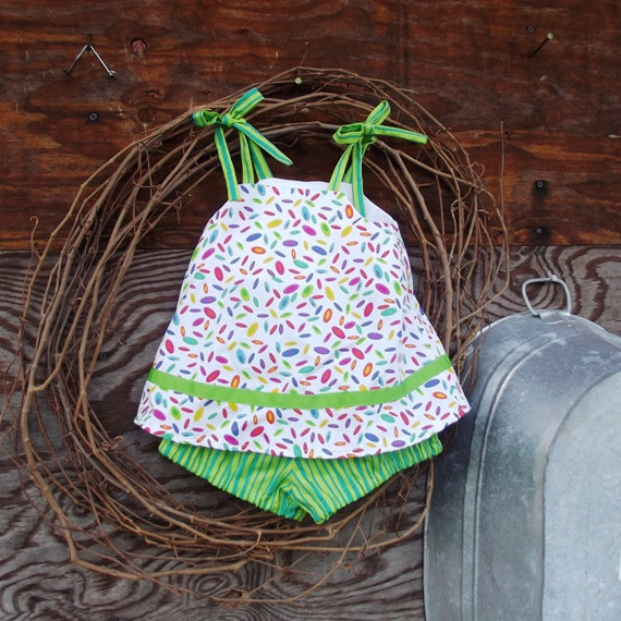 Baby dress and bloomers, size 6 months, tie straps