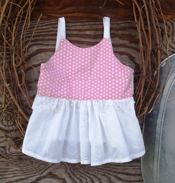 Girls shorts and top size 5, Boutique, eyelet and polka dots